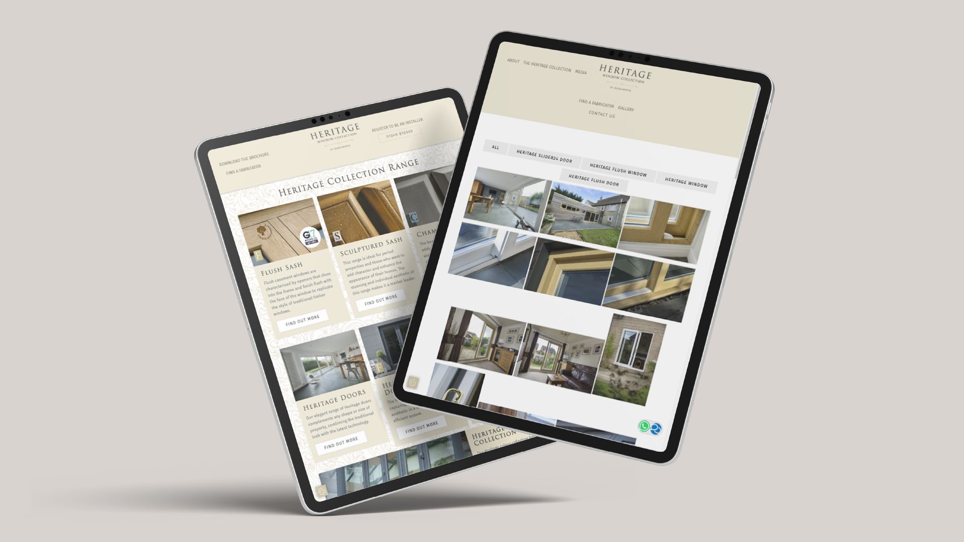 Heritage website design on iPads
