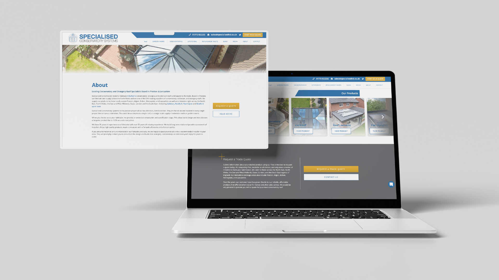 Website design mockup on MacBook