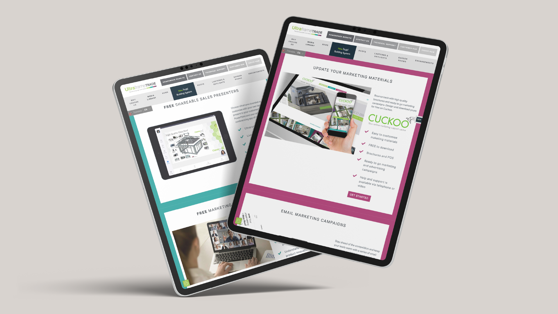 Lockdown toolkit website design on iPads