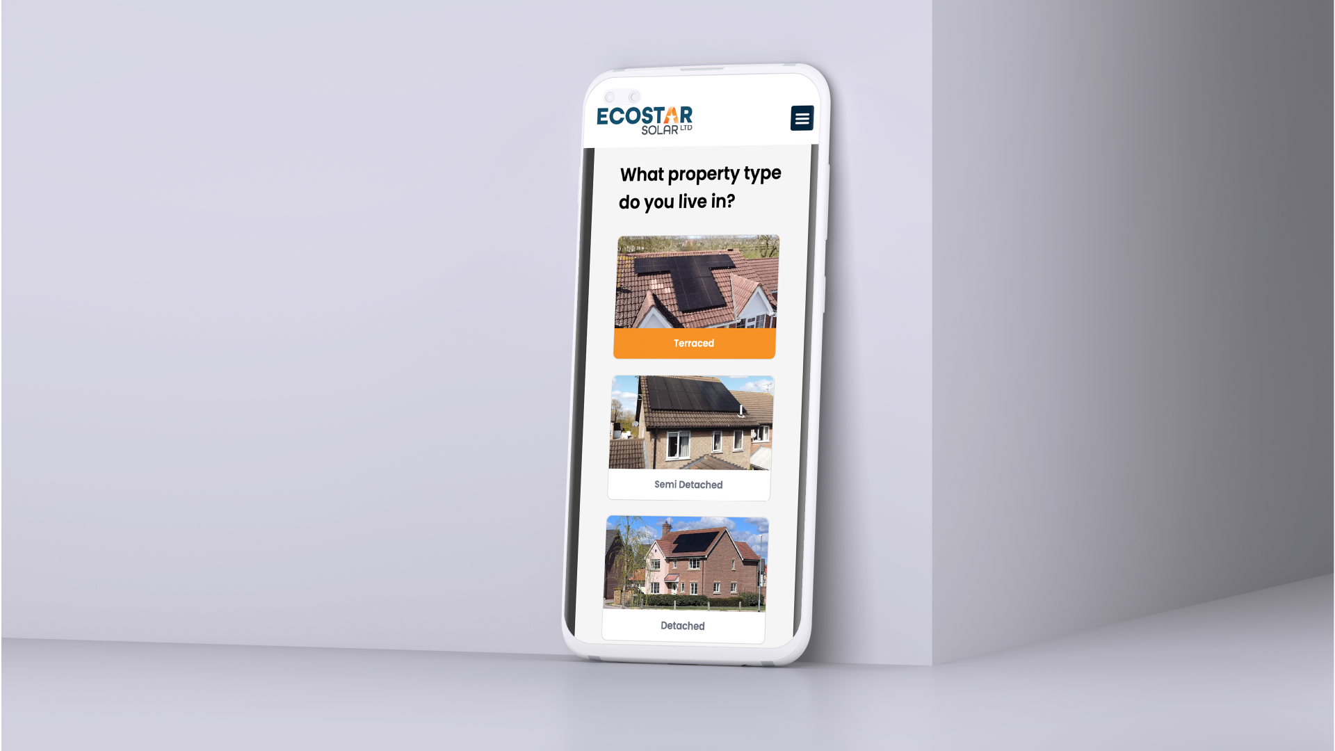 Ecostar Solar website on mobile phone